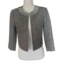 Ann Taylor Loft Jacket Size 6 Tweed Metallic Sequins Open Cropped Wool B... - £19.46 GBP