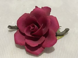 Vintage Porcelain Capodimonte Rose Red Flower Floral  6 1/2” Italy Italian - $262.35 MXN