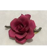 Vintage Porcelain Capodimonte Rose Red Flower Floral  6 1/2” Italy Italian - $19.99 CAD