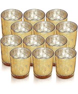 Letine Gold Votive Candle Holders Speckled Splattered Glass Set of 12 We... - £12.53 GBP
