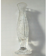 Vintage star cut glass pedestal base bud flower vase small size decorati... - $24.70