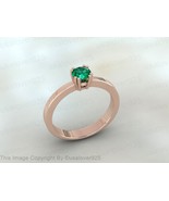 Natural Green Emerald Round Cut Gemstone Sterling Silver Women Ring Jewelry - $63.00