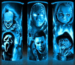 Glow In The Dark Michael Meyers - Freddy - Jason - Chucky Gold Cup Mug Tumbler - $22.95