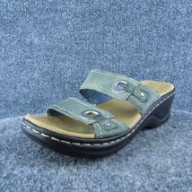 Clarks Bendables Women Slide Sandal Shoes Blue Leather Size 6.5 Medium - £19.73 GBP