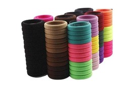 Rosepetals Hair Elastic Cotton Bands Pack Of 60 Pieces Bright &amp; Dark(Multicolor) - £13.86 GBP