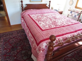 Hand Quilted Victorian Heart Co. Shabby Chic Cotton Patchwork Quilt - 92&quot; X 94&quot; - £64.14 GBP