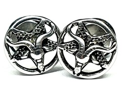 Baphomet Stud Earrings Inverted Pentagram Satan Devil Occult Faux Tunnel Pair - £13.23 GBP