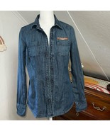 Lands&#39; End Women&#39;s Denim Work Shirt Rancho Del Cielo Vintage size 2 - $24.70