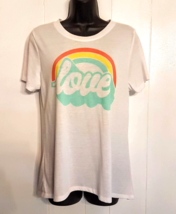 Love Rainbow Logo T-Shirt Jerry Leigh Juniors size XL Large White Print ... - $14.77