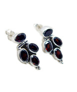 bonnie Garnet 925 Sterling Silver Red Earring genuine gemstone US gift - $470.39 MXN