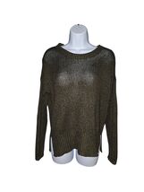 Women’s Harper Heritage loose Cable Knit Elbow Patch Green Round Neck Sw... - $14.70