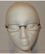 Foster Grant Rimless Reading Glasses Purple Floral Metal Arms Rectangula... - $14.80