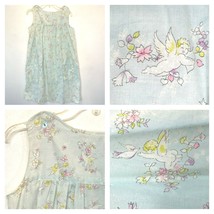 Vintage House Dress size M L Cupid Print Cherub Sleeveless Button Shoulder DS6 - £23.55 GBP