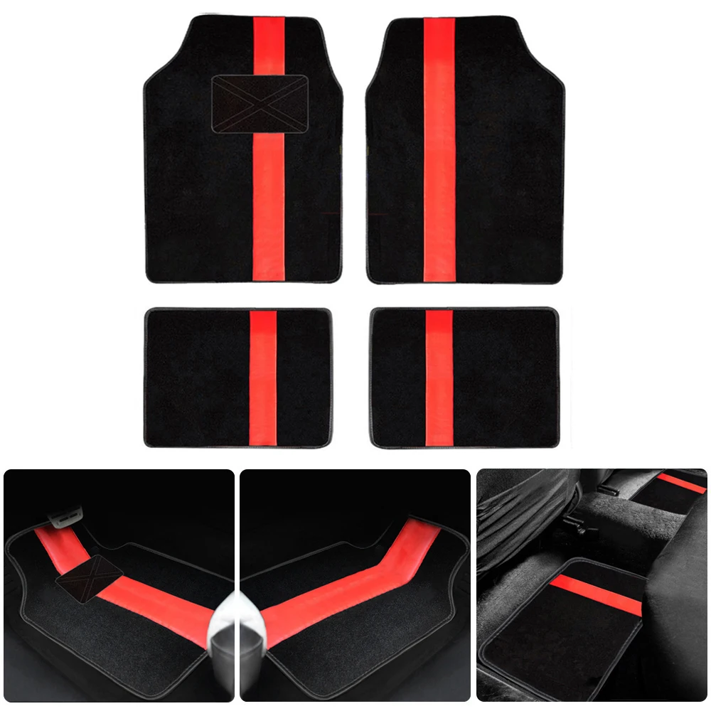 4PCS/Set Universal Car Floor Mats Anti-slip Carpet Mat Accessories Auto Interior - £40.54 GBP