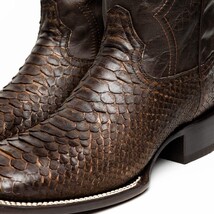 MISSOURI Genuine Snake Skin Cowboy Boot from the Western Collection Brown image 4