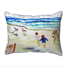 Betsy Drake Running at the Beach Small Pillow 11x14 - £39.56 GBP