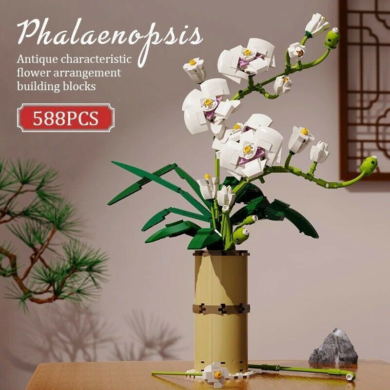 Bouquet Phalaenopsis Flowers Building Blocks Orchid Bricks Toys Home Dec... - $32.66