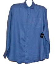 Saks Fifth Avenue Pure Luxury Linen  Men&#39;s Blue Shirt Size L - £47.61 GBP