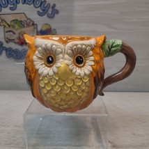 Cracker Barrel Owl Hand-Painted 3D Stoneware Pumpkin Owl Mug Cup 12 oz EUC VGC - $11.95