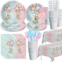 Teddy Bear Gender Reveal Decorations Tableware - Bear Boy Or Girl Gender... - $36.99