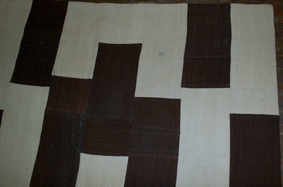 Handmade vintage Turkish Patchwork kilim 6.11'x5.3' (161cmx212cm) 1970s - 1B532 Item image 4