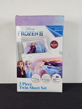 Frozen II Twin Size Sheet Set 3 Piece Microfiber Anna Elsa New In Original Box - £15.53 GBP