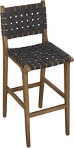 Ball &amp; Cast Dark Grey Faux Leather Woven Strips Pub Stool, K/D Construction - £204.84 GBP