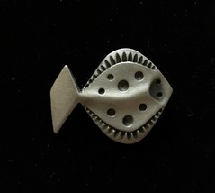 SWEDEN Modernist Pewter FISH Brooch Pin signed - 1 1/2 inches - Vintage - $27.00