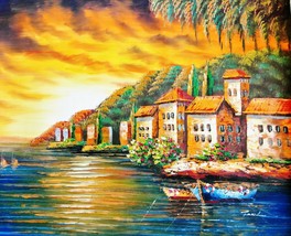 Tom L-&quot;Naples Bay&quot;-Original Oil Painting on Canvas, Hand Signed by the Artist! - £98.19 GBP