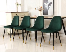 Green Set Of 4 Lassan Contemporary Fabric Dining Chairs From Roundhill - £262.13 GBP