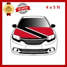 Trinidad &amp; Tobago Flag Car Hood Cover Universal Size Elastic Polyester 4... - $19.79