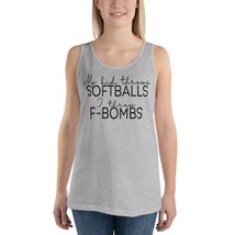 My Kid Throws Baseballs I Throw F-Bombs Unisex Tank Top. Funny Baseball Mom Moth - £19.72 GBP+