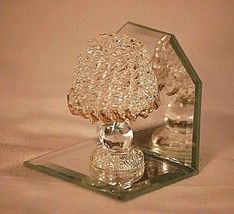 Spun Spaghetti Art Glass Mini Lamp Gold Accents Mirror Base Miniature Sh... - $16.82