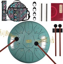Four Uncles Steel Tongue Drum, Handpan Drum, D Key With Bag, Music, Green). - £50.58 GBP