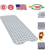 Extra Large Non-Slip Bath and Shower Safety Mat 40&quot;x16&quot; in Clear Gray - $37.05 CAD