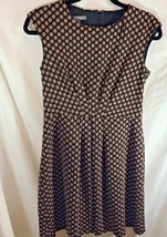 Roz &amp; Ali Womens Sz 6 Cap Sleeve Black with Brown Polka Dots Dress Zip Up  - £15.30 GBP