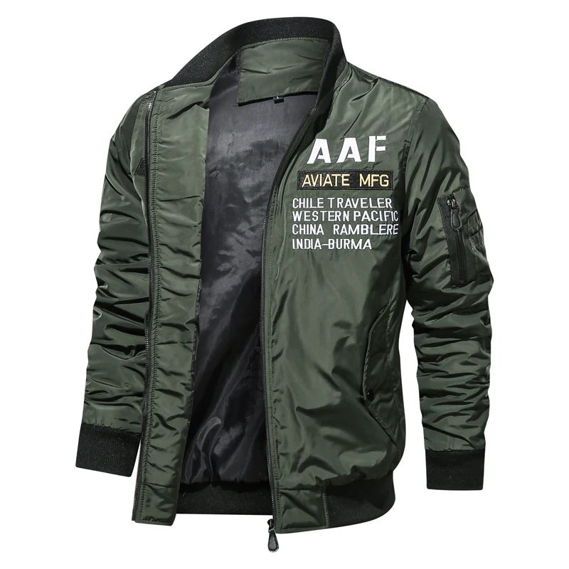  Jacket Men  Army Fly Pilot  Cotton Windbreaker Outwear Coat Warm Bomber Jacket - £293.68 GBP
