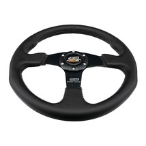 Brand New 14&#39; MUGEN Style Racing Black Stitching Leather Sport Steering Wheel w  - £47.08 GBP