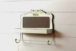 Vintage style  Bathroom wall Organizer with Mirror and Hooks - SALE - $1,123.80 MXN