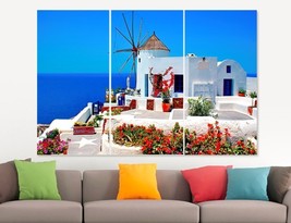 Santorini Canvas Art Oia Village on Santorini Island Greece Canvas Print Greek W - £39.29 GBP