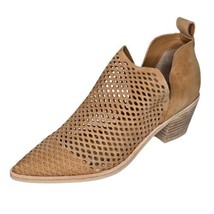 Dolce Vita Bianca Booties Women 7.5 Saddle Nubuck Leather Block-Heel Perforated  - £47.47 GBP