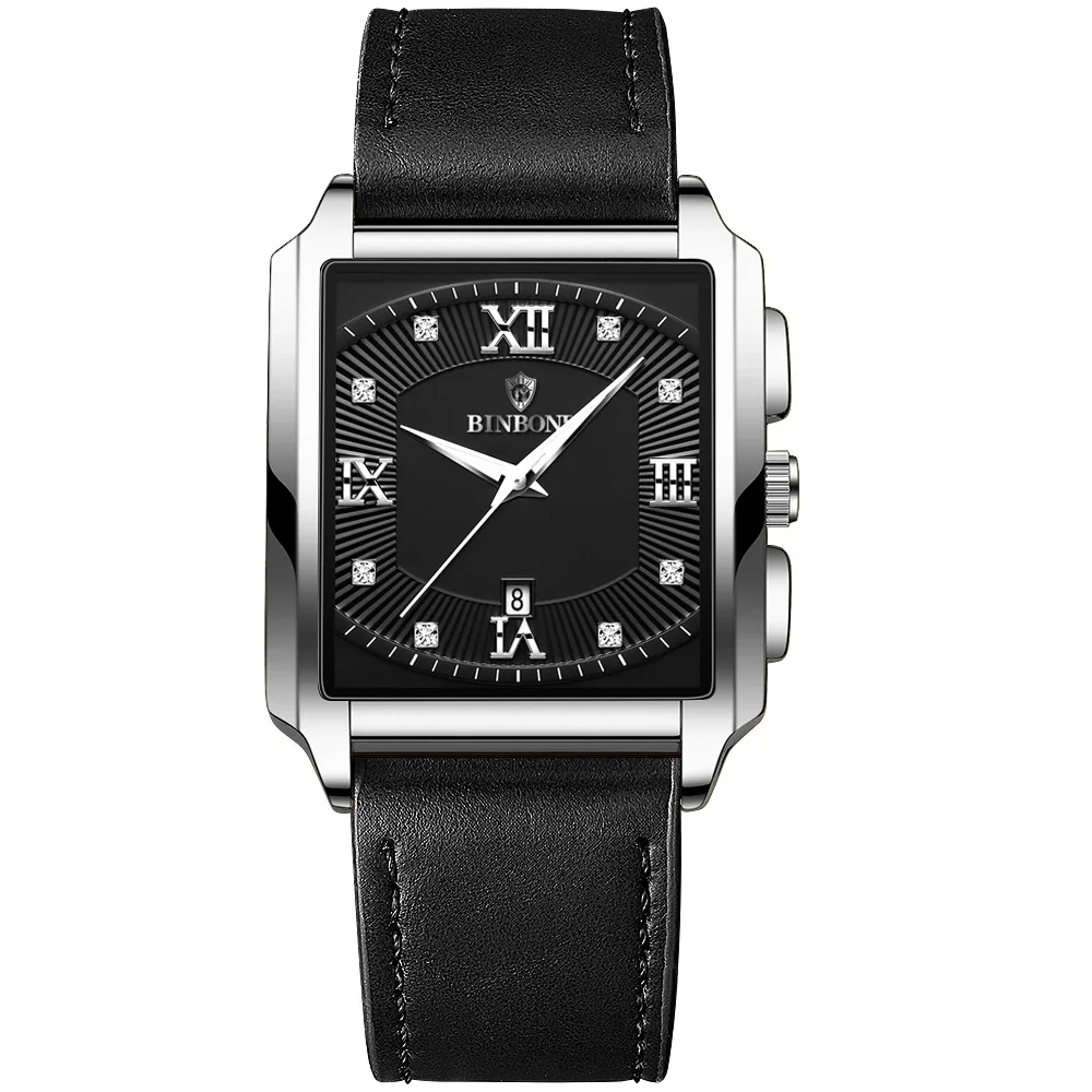 Top  Men Watch Square  Stainless Steel  Mens Date Man Wrist  Male Clock  Masculi - £92.88 GBP