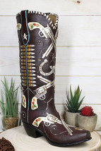 Six Shooter Pistols And Bullets Cowboy Boot Decorative Vase Planter Figurine - £30.03 GBP