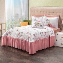 Roses In Paris Eiffel Tower Decorative Bedspread Set 4 Pcs Queen Size - £87.04 GBP