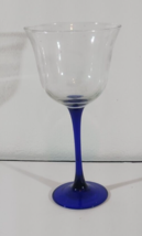 Vintage Luminarc Sophia Wine Glass Blue Stem &amp; Base 7.75&quot; - £7.15 GBP