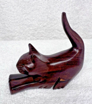 Hand Carved Wood Cat Kitten Stretching Butt Up 3 1/2 Inch Amazing details - $18.32