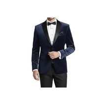 Men's Renoir Velvet Tuxedo Blazer Jacket Satin Peak Lapel Slim Fit 290-7 Blue image 2