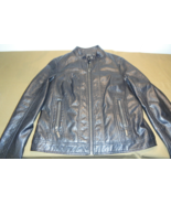 EUC J2 FAUX LEATHER FULL ZIPPER w/ZIP POCKETS BLACK LEATHER COAT WOMANS ... - $55.43
