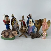 13 Piece Hand Painted Paper Mache Composite Nativity Set Japan Mcm Christmas Vtg - £36.69 GBP