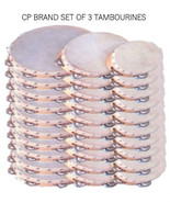 10 NEW CHURCH TAMBOURINES - Set Of 3 Single Row Jingles Goat Skin Heads ... - $257.40